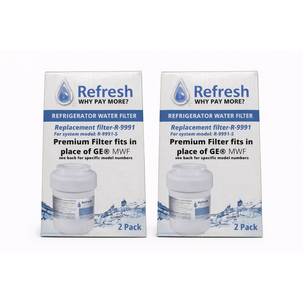 2 Pack Refresh R-9991 Refrigerator Water Filter Replacement GE MWF‎ New